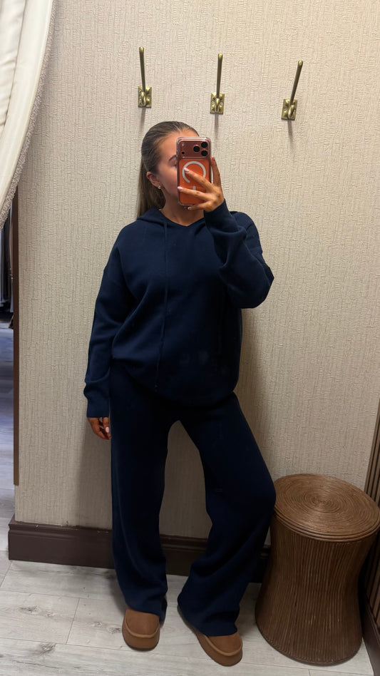 Navy Hooded-Cosy Lounge Set
