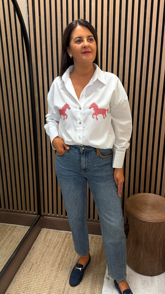 Red Horse Detail Shirt