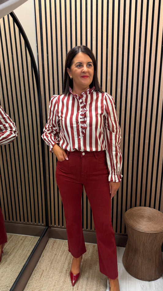 Red Striped Blouse
