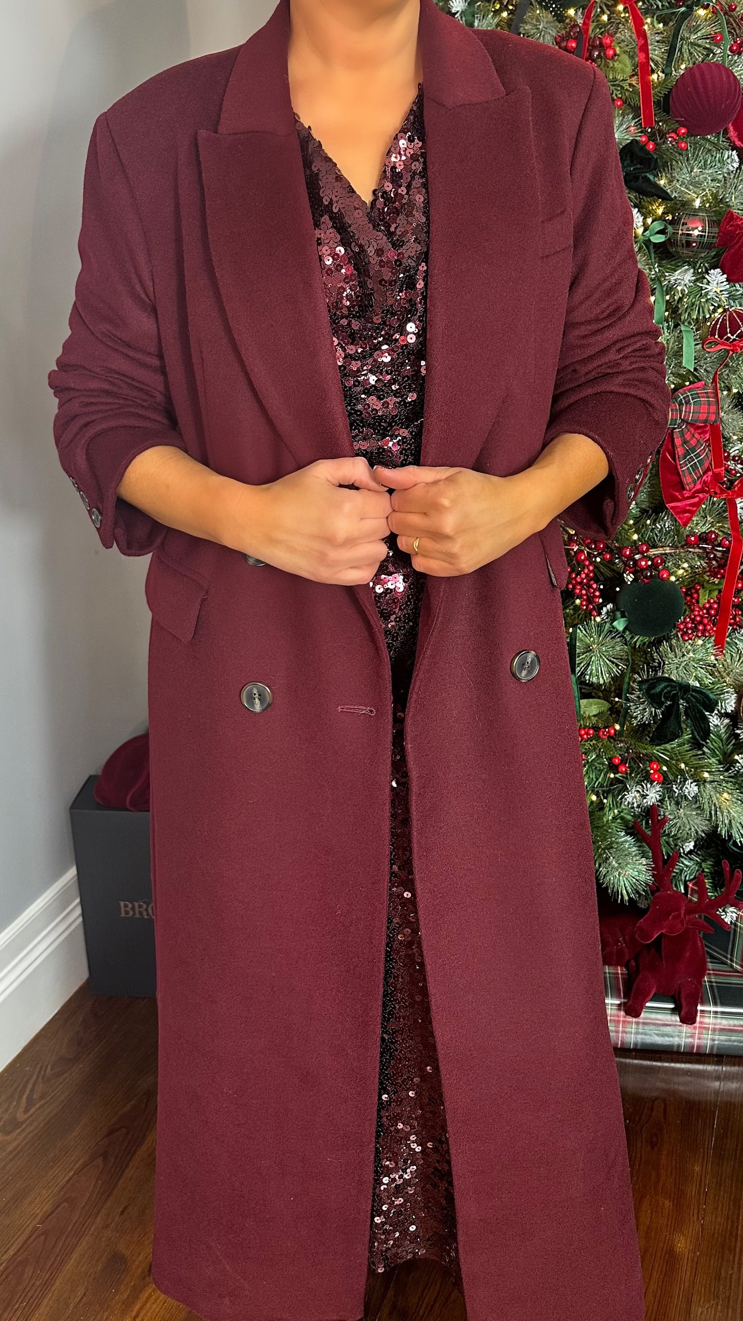 Wine Wool Oversized Coat