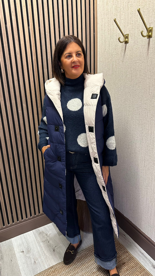 Navy & Cream Reversible Gilet