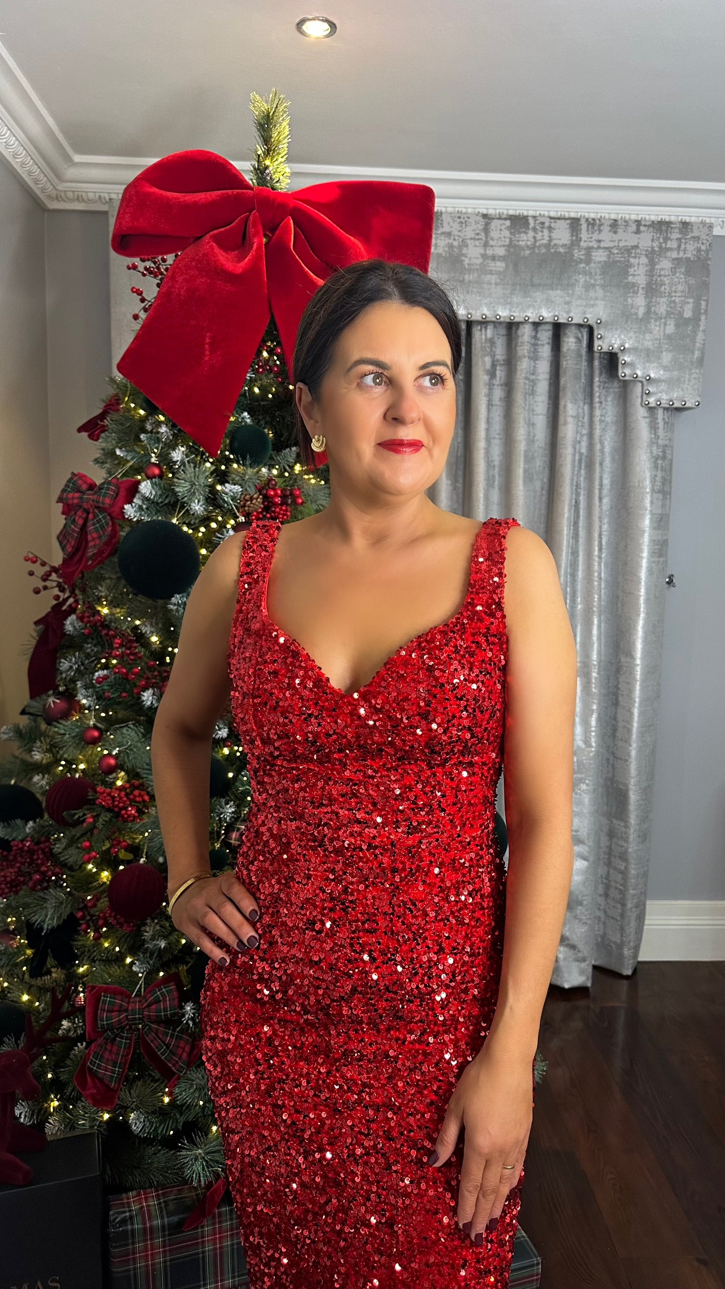 Mia Red Sparkling Sequin Dress
