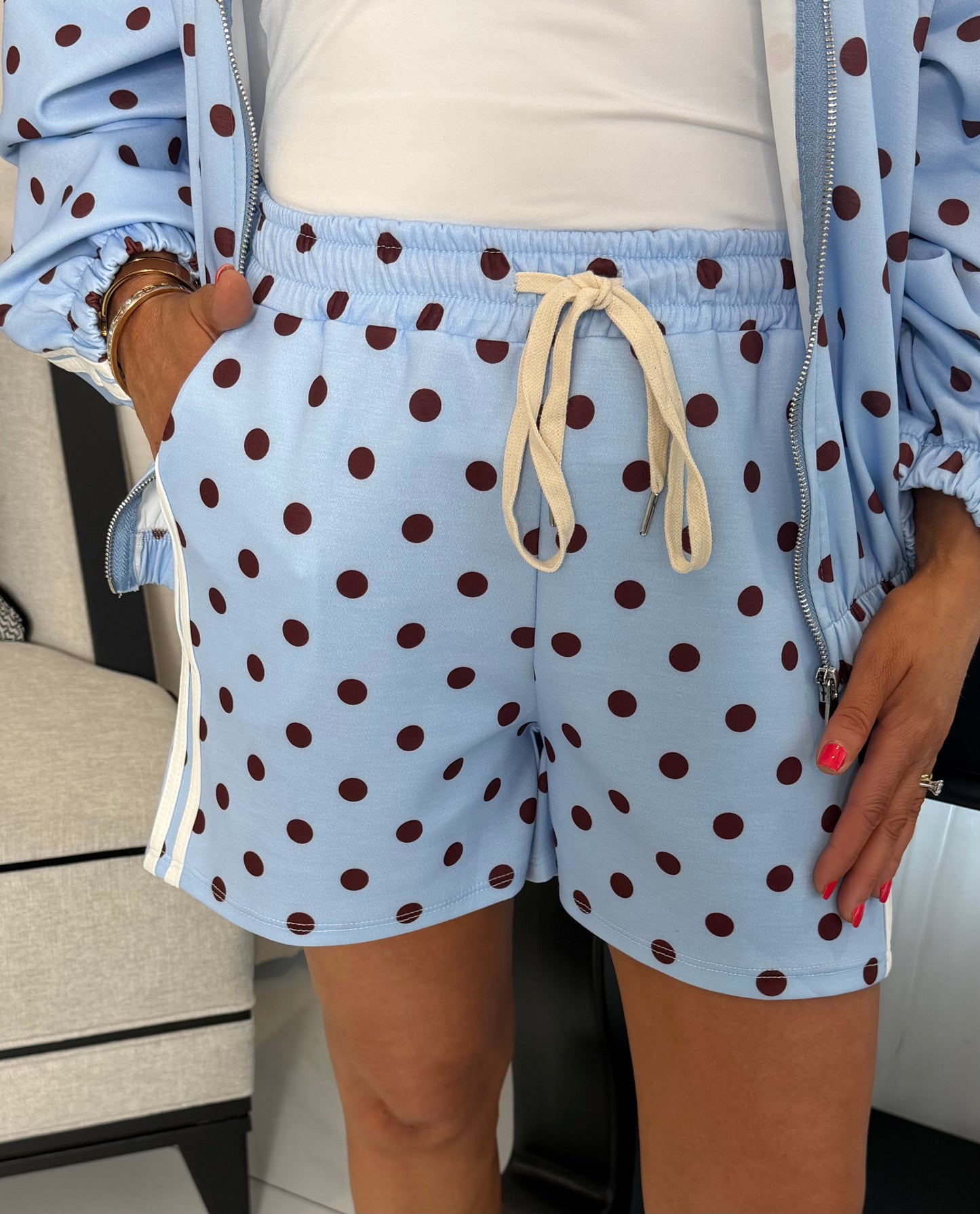 Alisha Blue & Brown Polka Dot Shorts