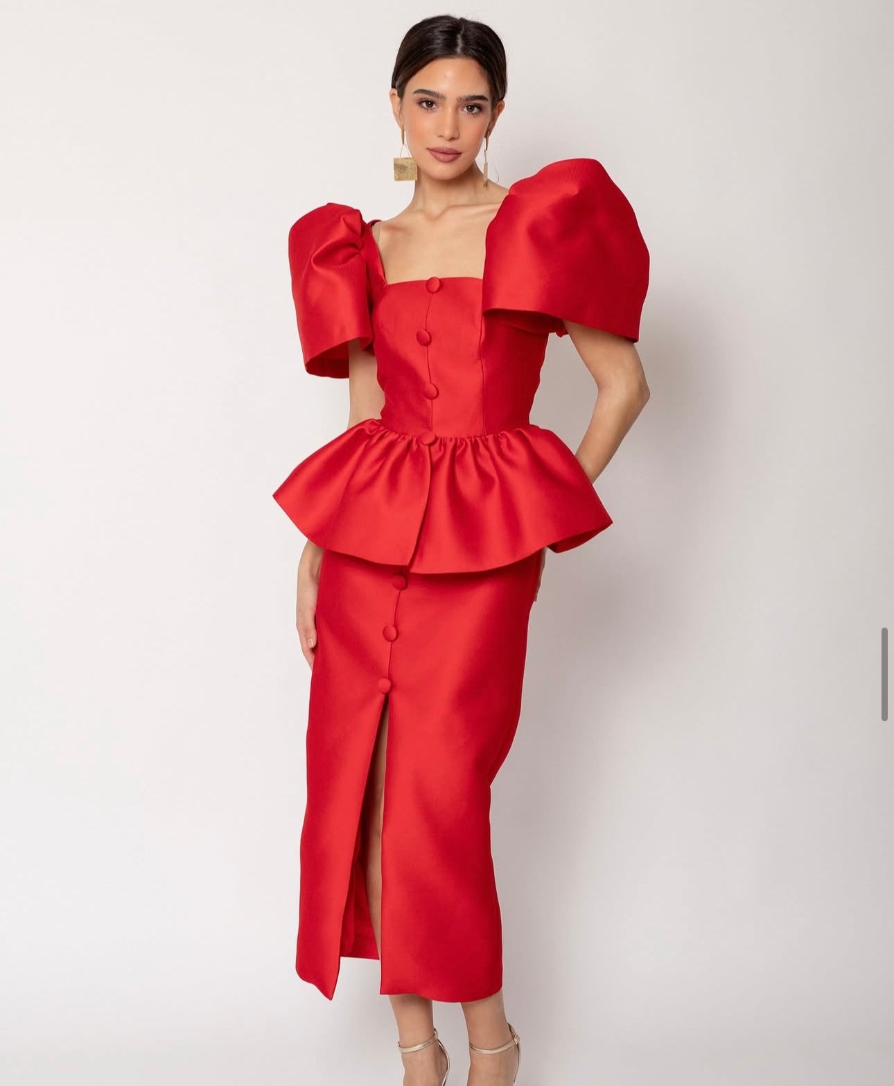 Luxe Cherry Peplum Dress