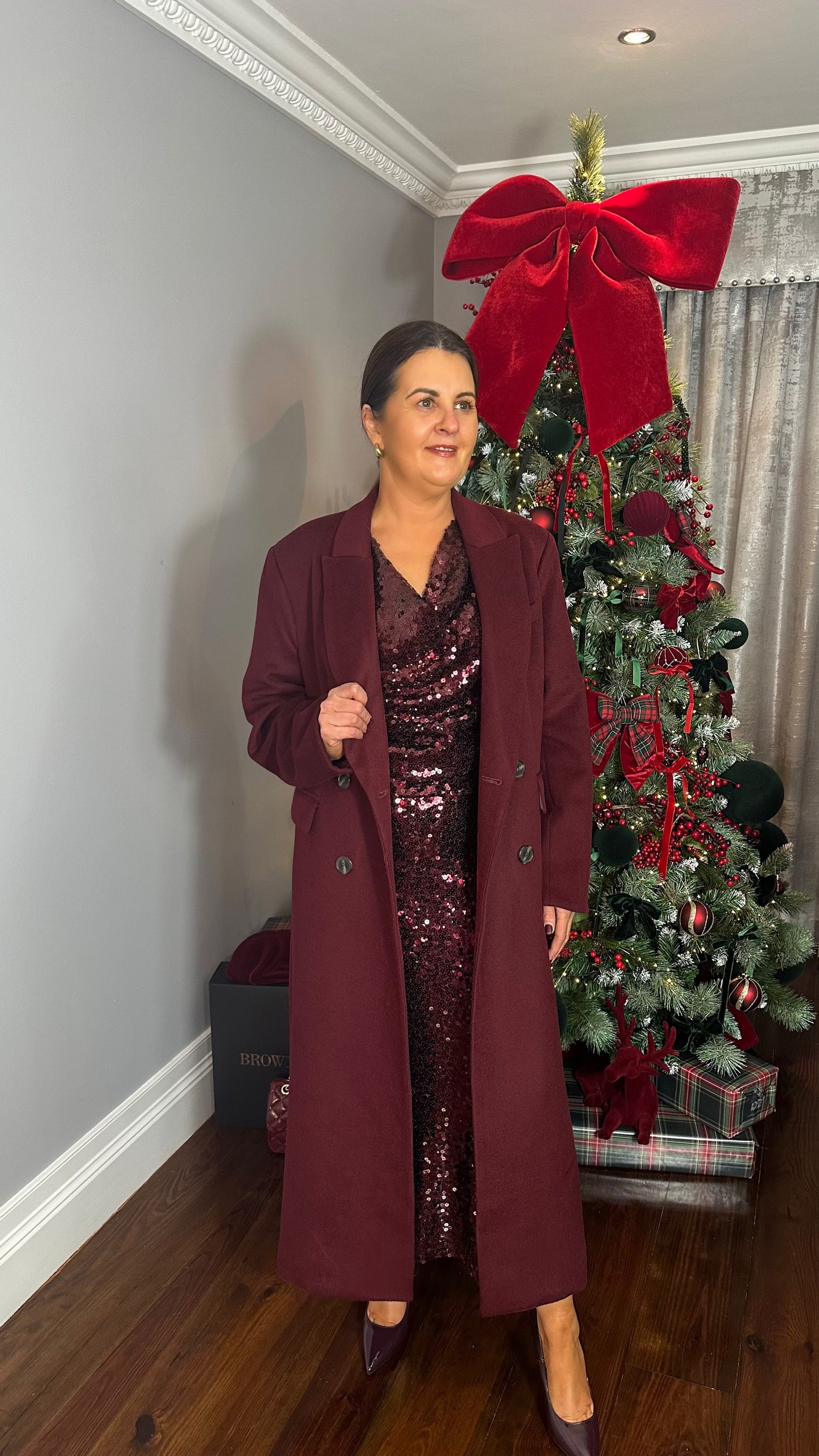 Wine Wool Oversized Coat