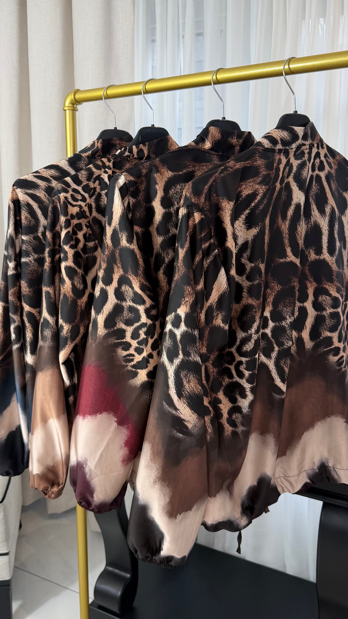 Lorna Leopard Bomber-Wine & Plum