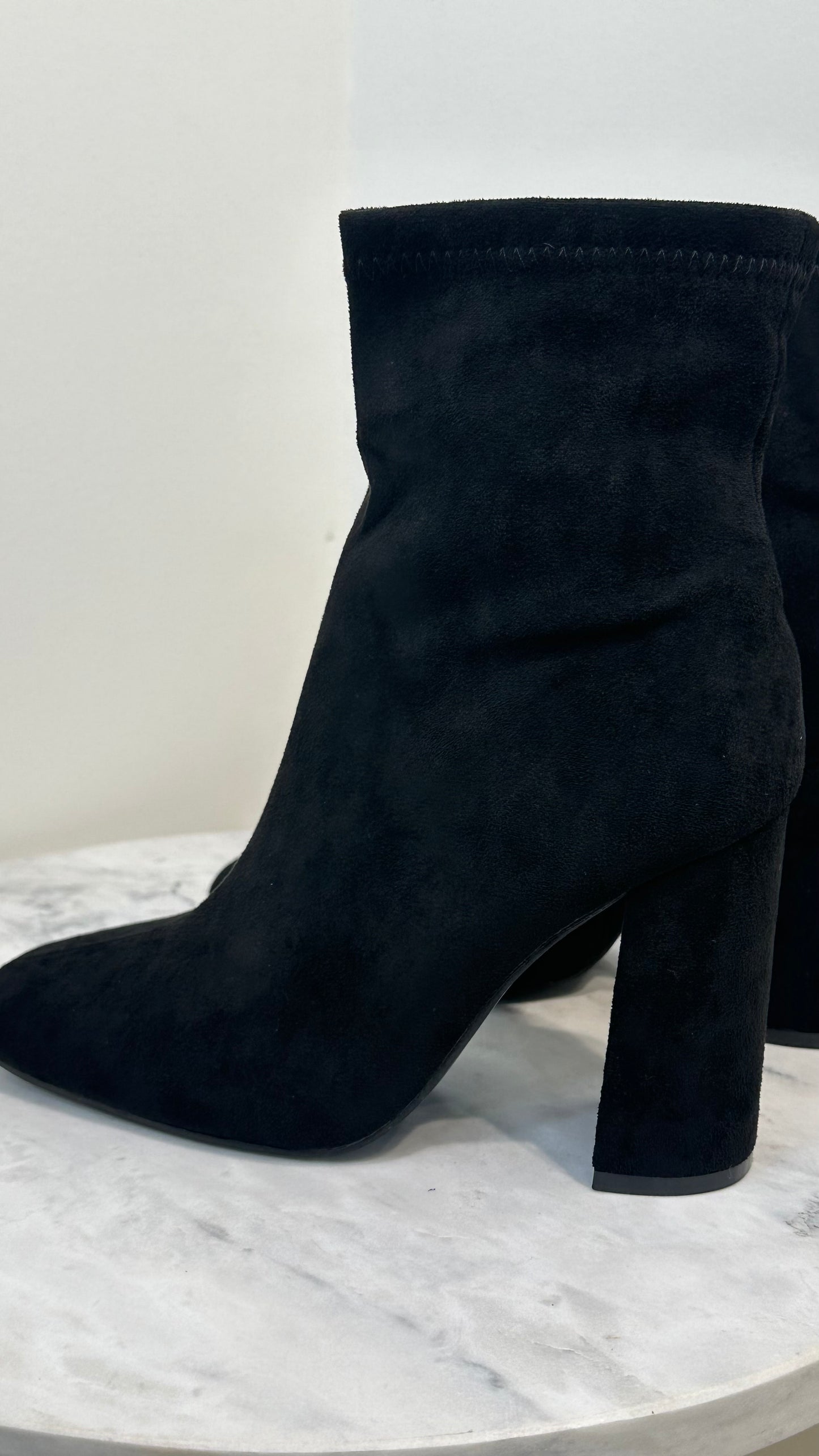 Black Faux Suede Sock Boot