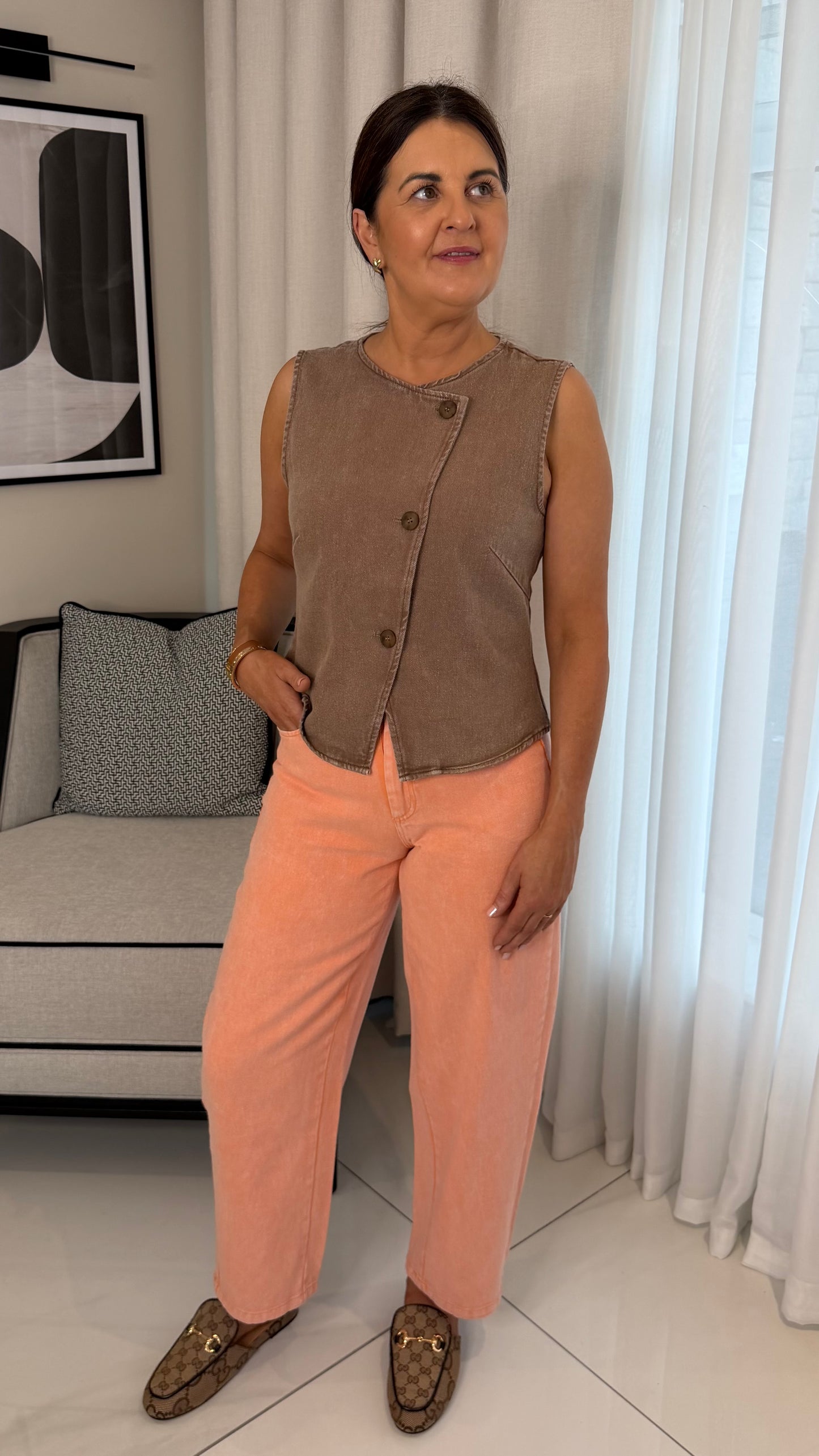 Brown Denim Waistcoat