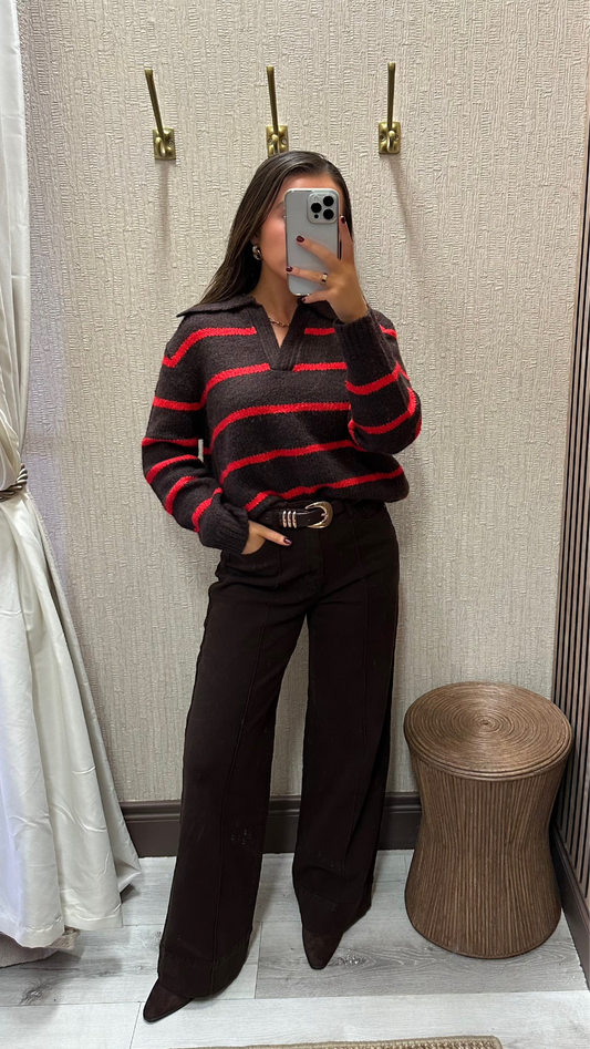 Chocolate Brown Straight-Leg Jeans