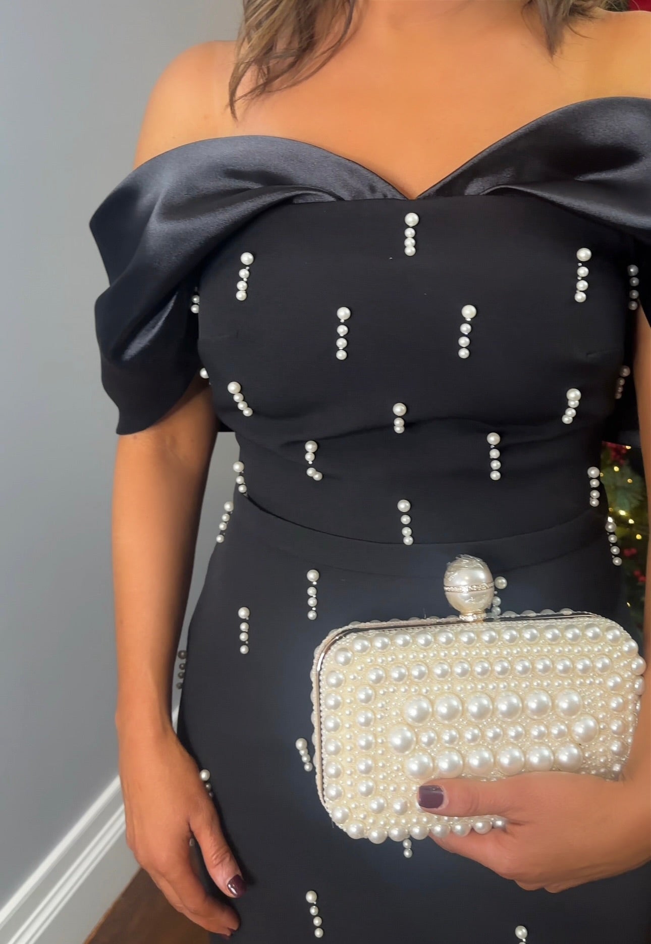 Freya Black Pearl Detail Dress