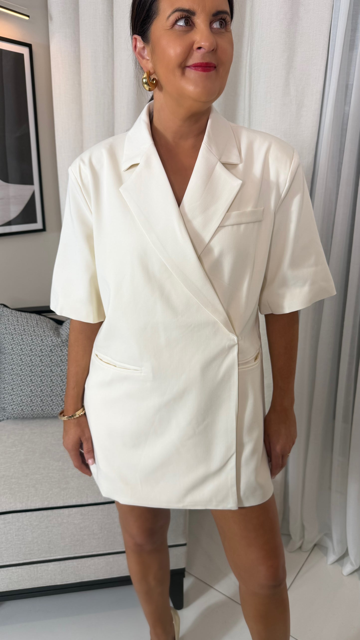 White Oversized Longline Blazer