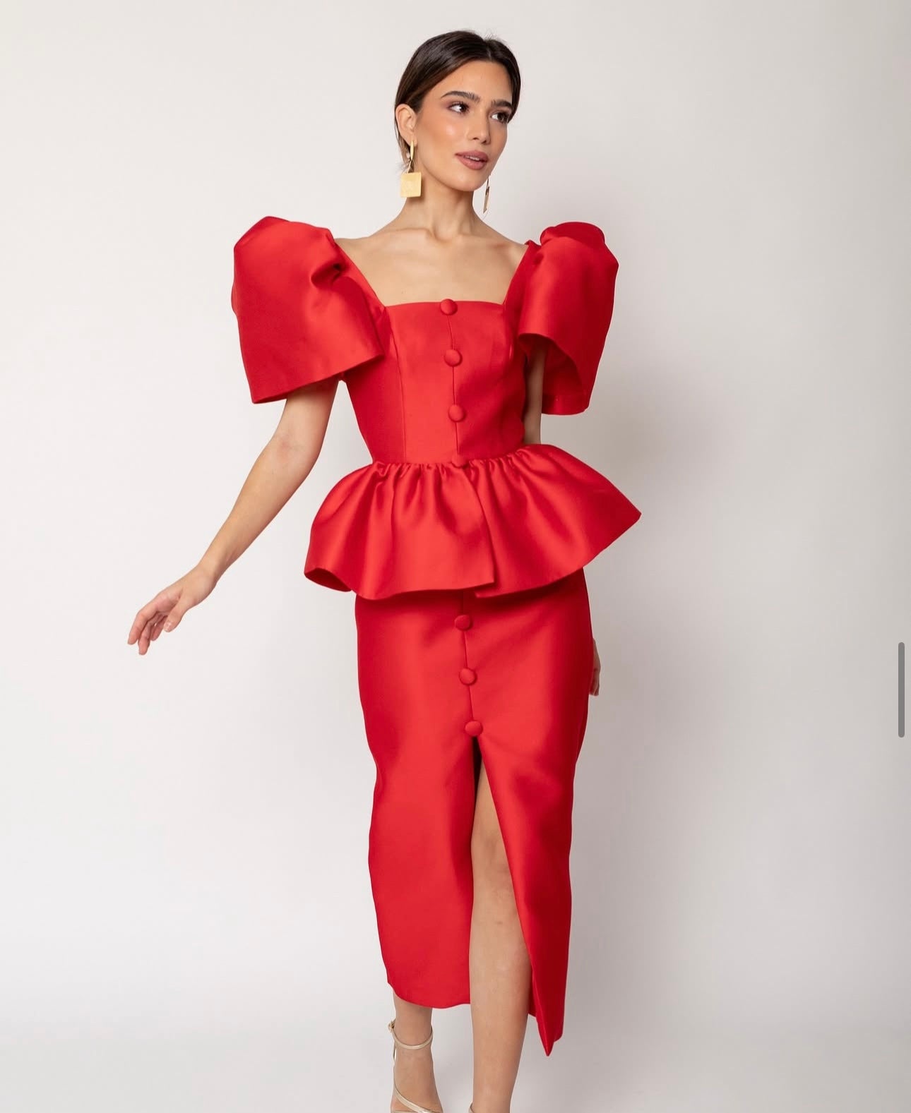 Luxe Cherry Peplum Dress