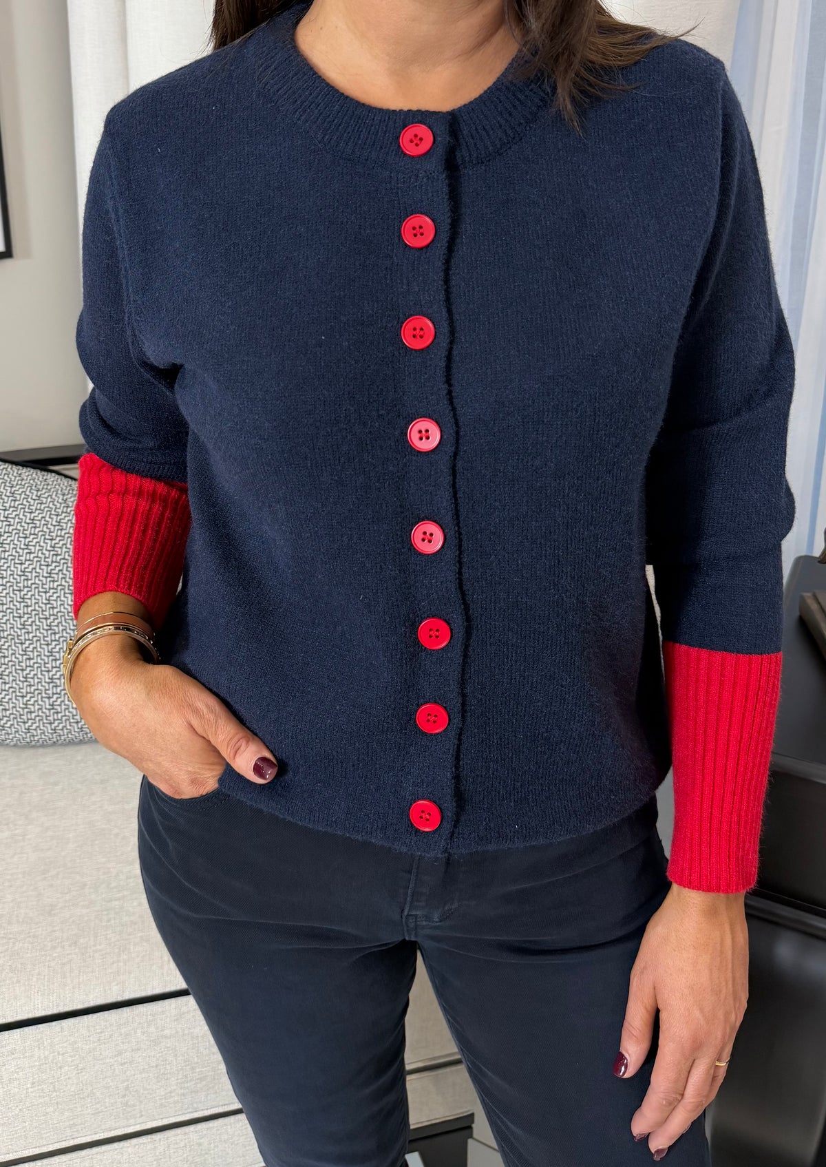 Navy & Red Cardigan