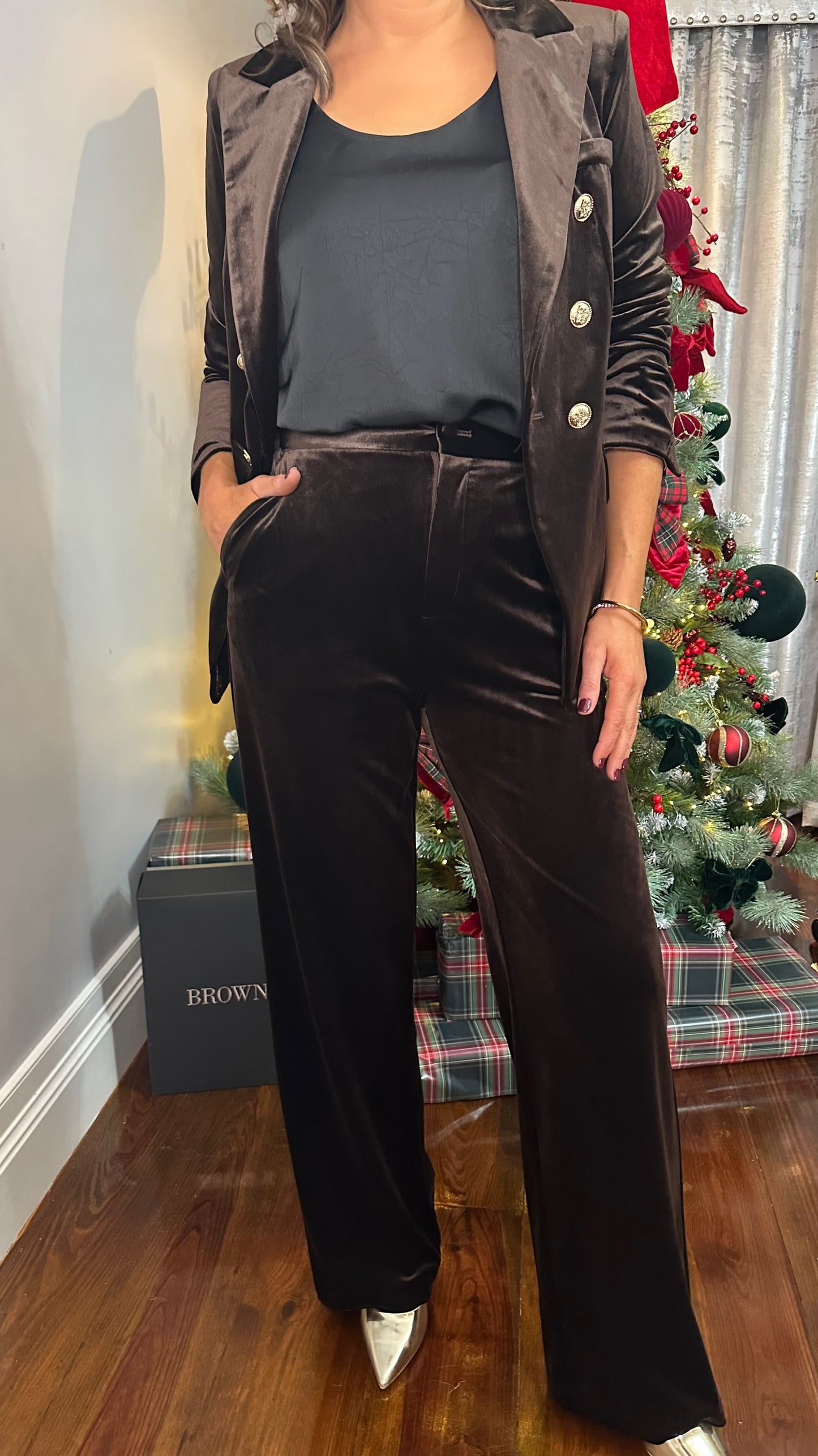 Chocolate Brown Velvet Trousers