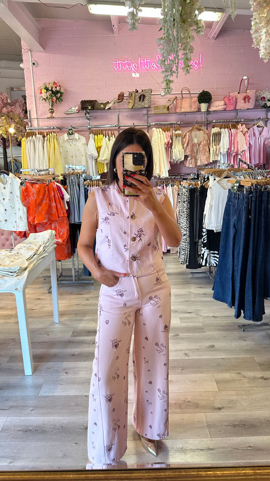 Pink & Wine Wide-leg Jeans