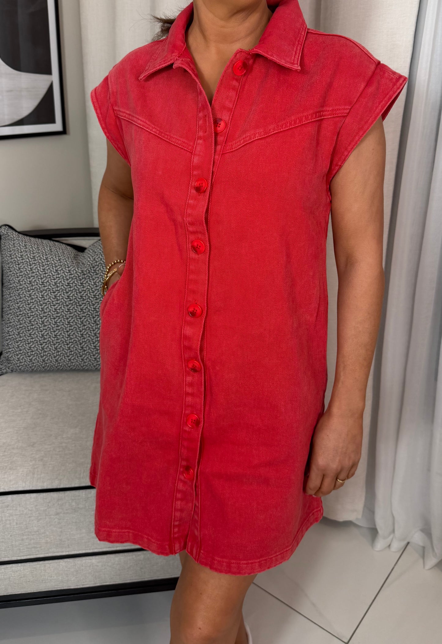 Red Denim Dress