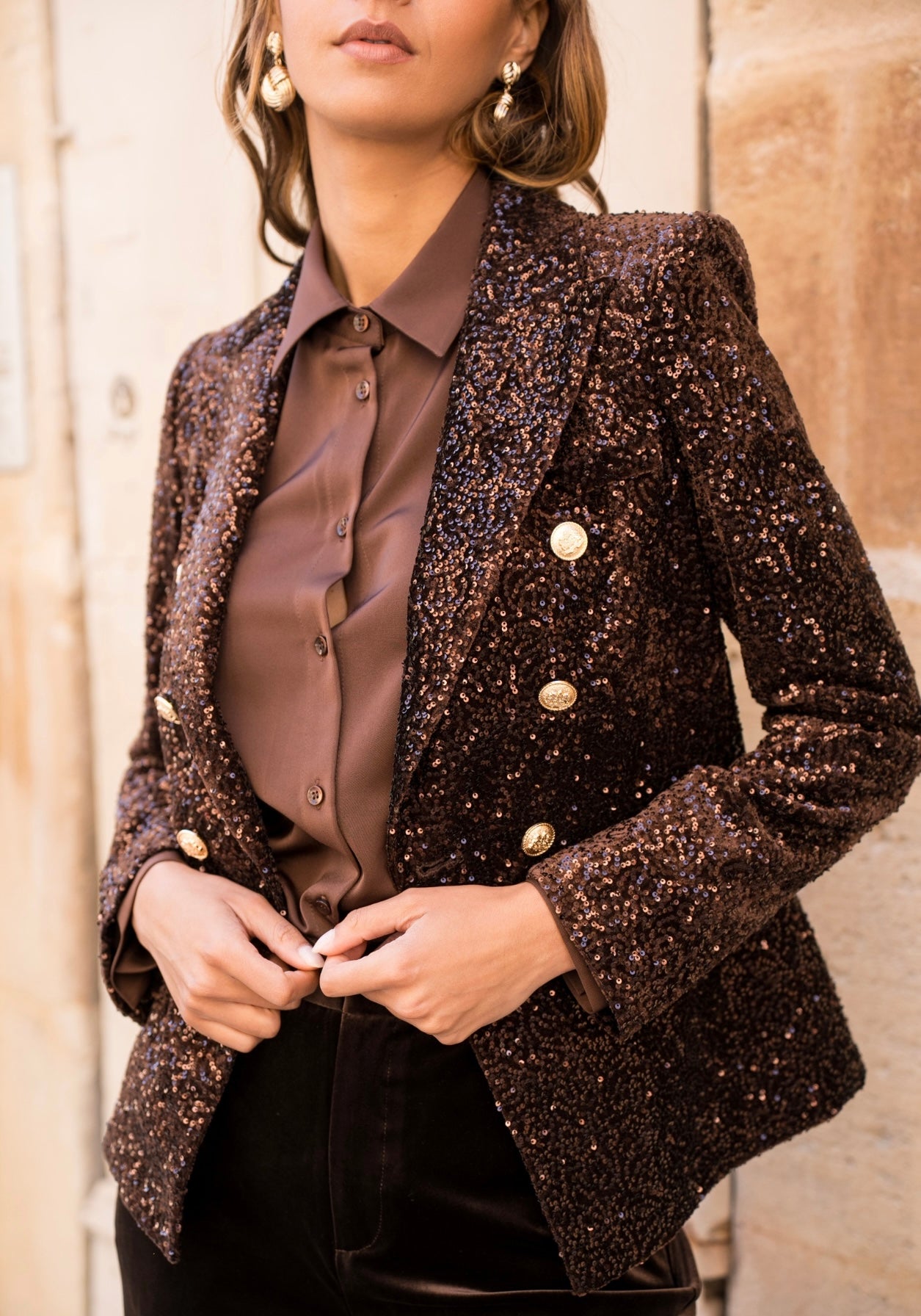 Brown Sequin Blazer