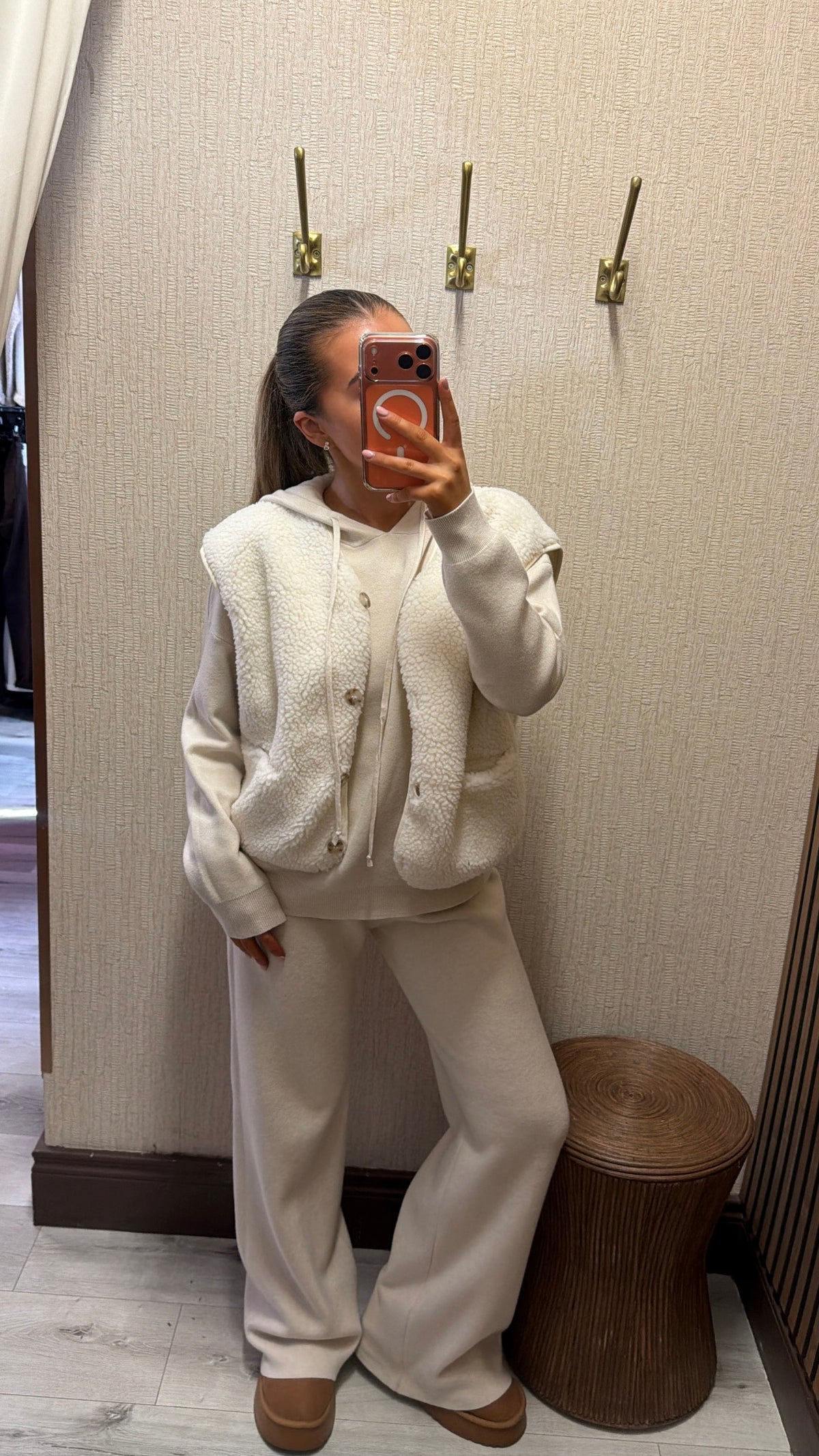 Cream Hooded-Cosy Lounge Set
