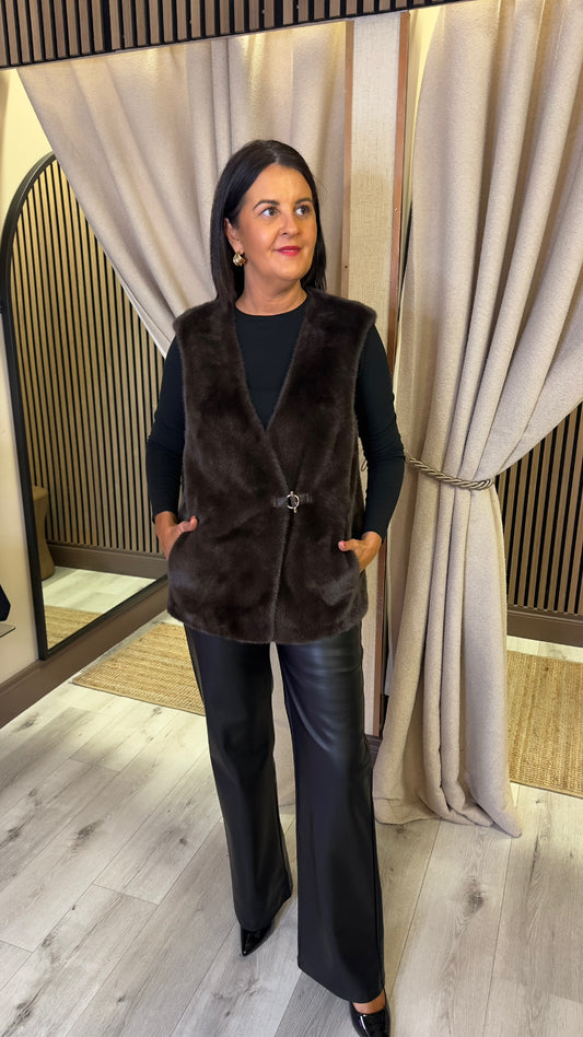 Brown Faux Fur Gilet