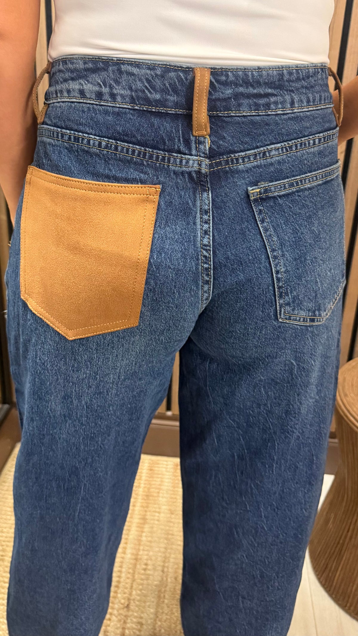 Suede Effect Contrast Jeans