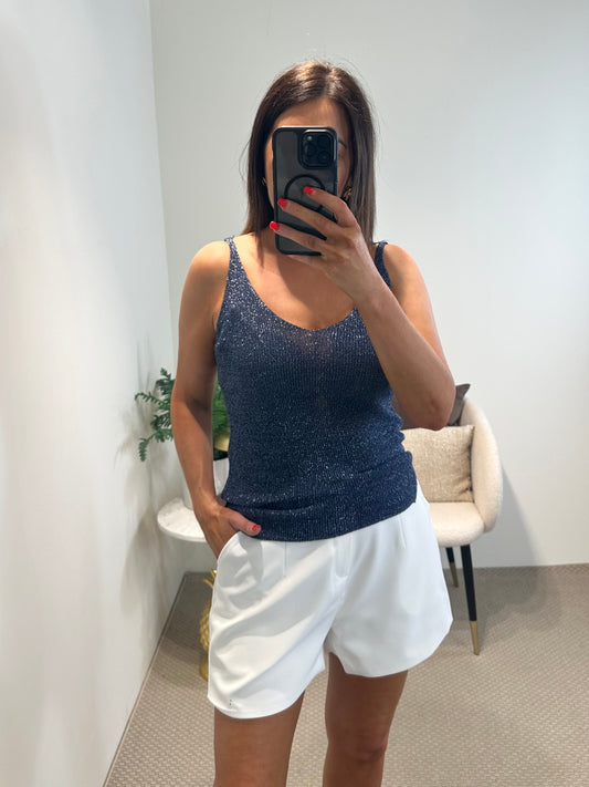 Navy Sparkle Vest Top