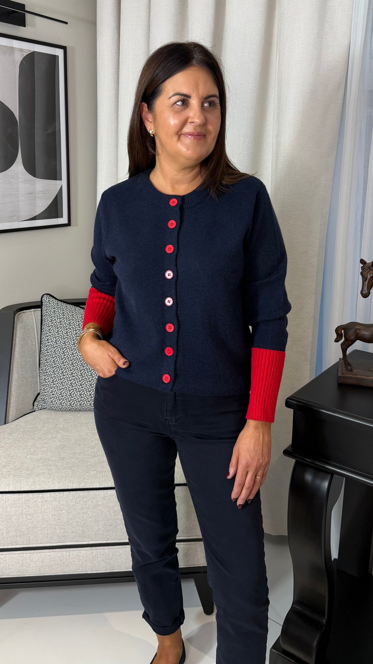 Navy & Red Cardigan