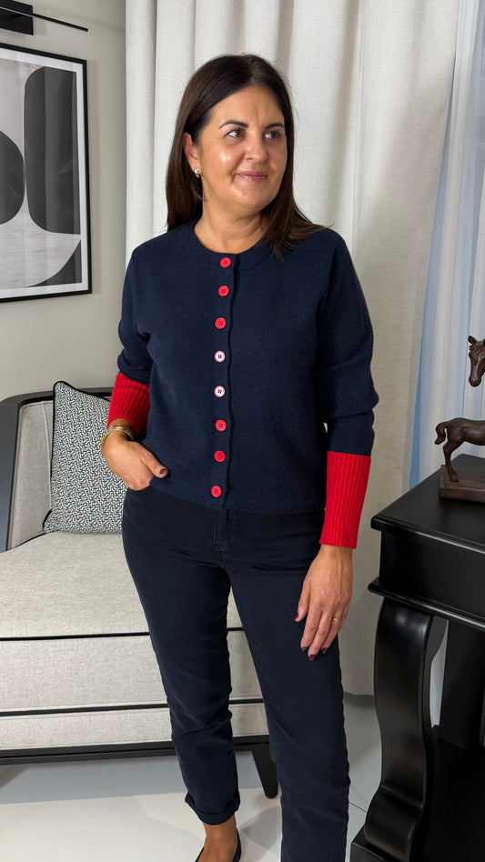 Navy & Red Cardigan