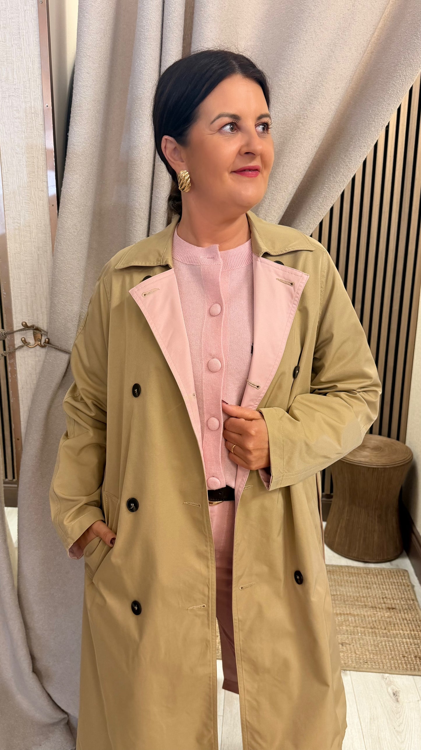 Eve Pink & Tan Reversible Trenchcoat
