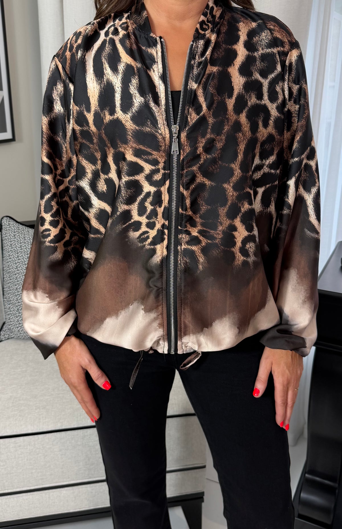 Lorna Leopard Bomber-Brown & Black
