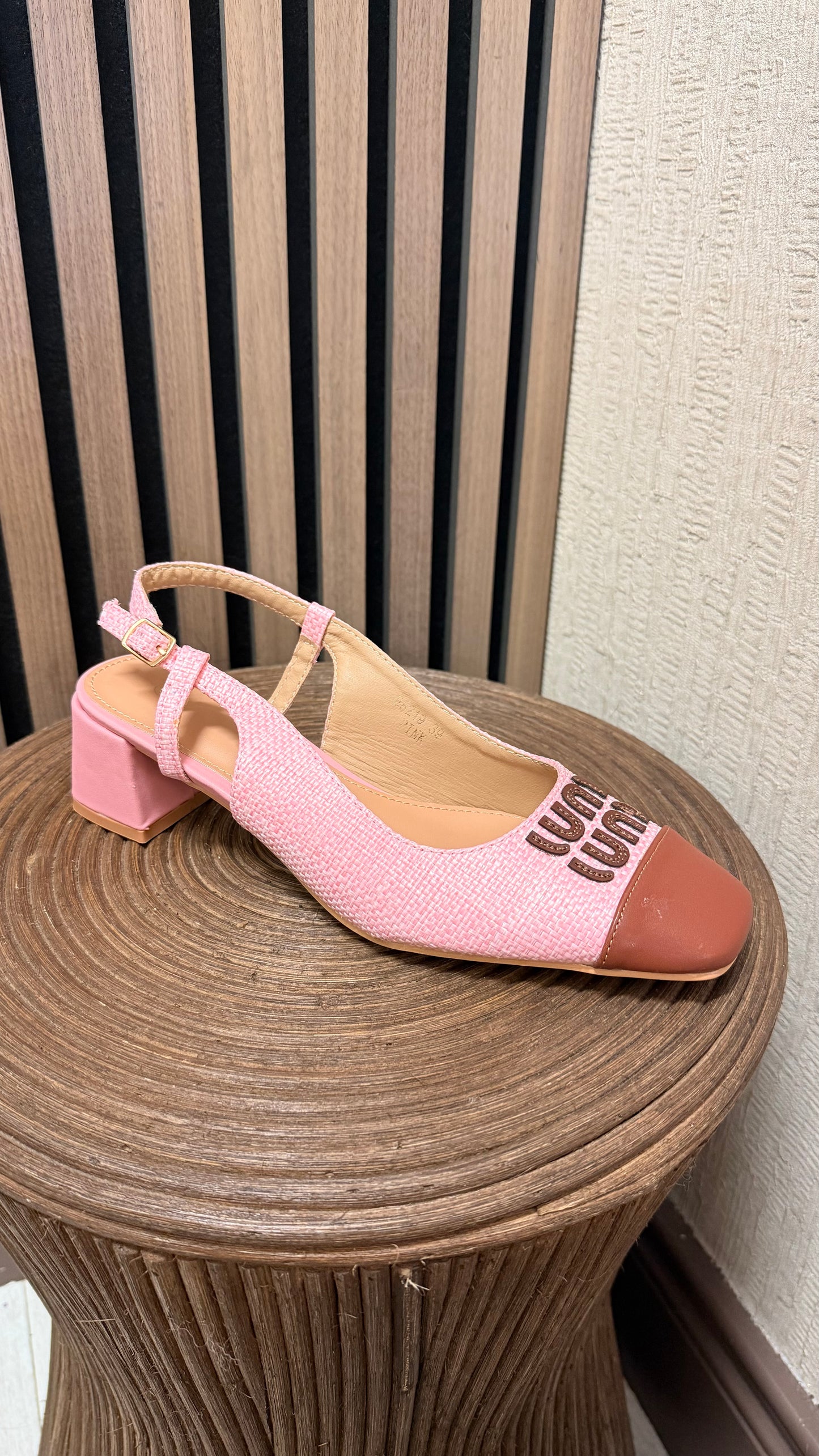 Pink & Brown Two Toned Block Heels