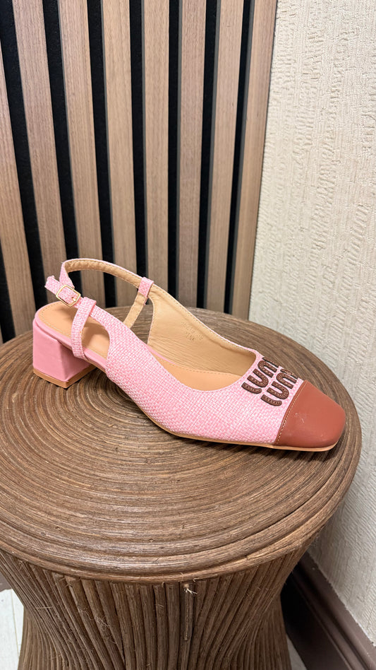Pink & Brown Two Toned Block Heels
