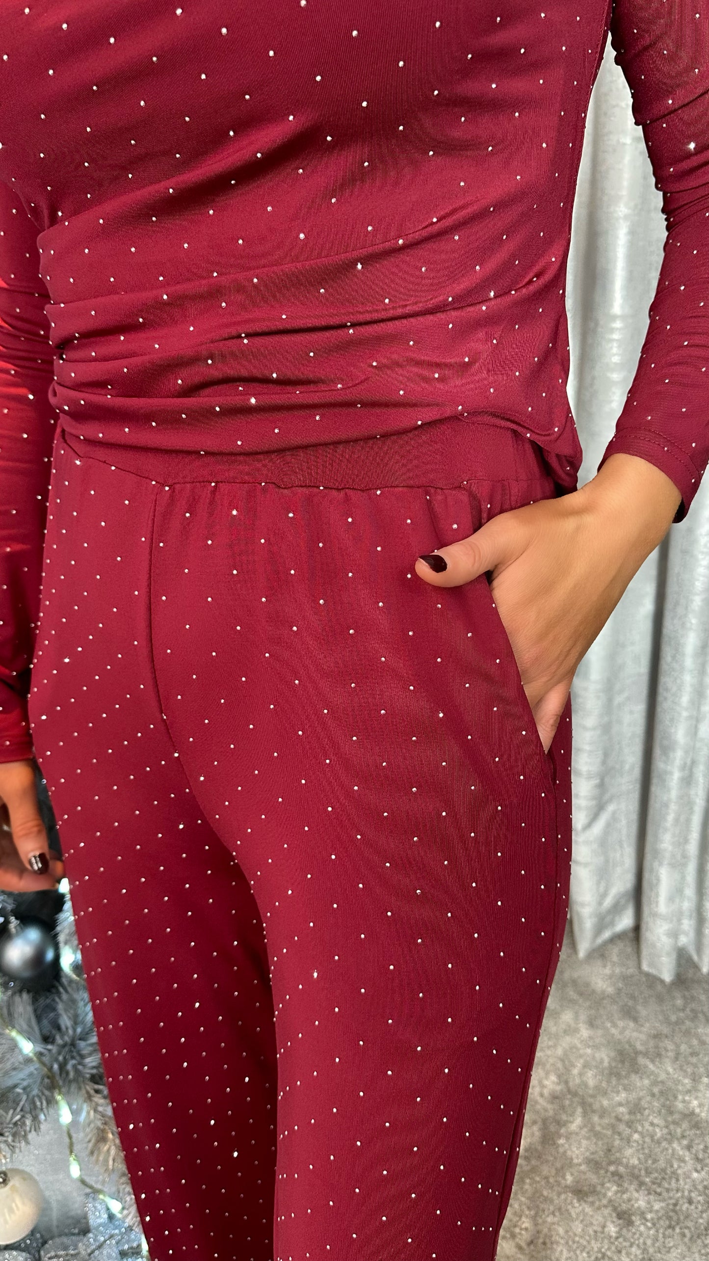 Burgundy Diamanté Trousers