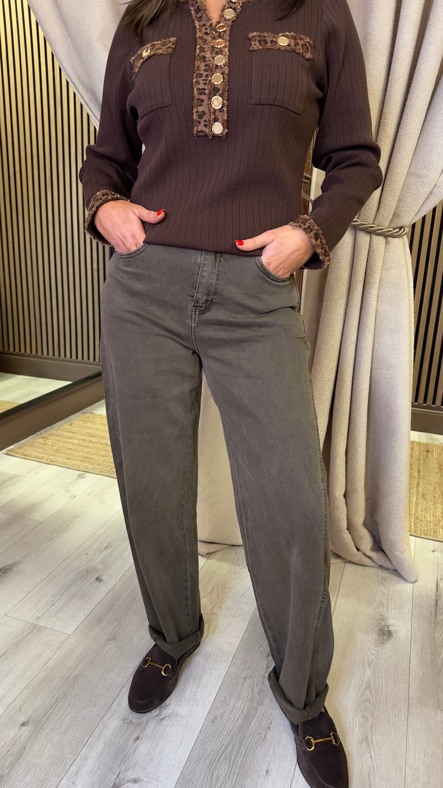 Brown Mink Barrel Jeans