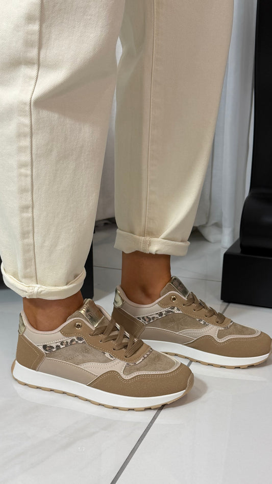 Beige/Taupe/Leopard Trainers