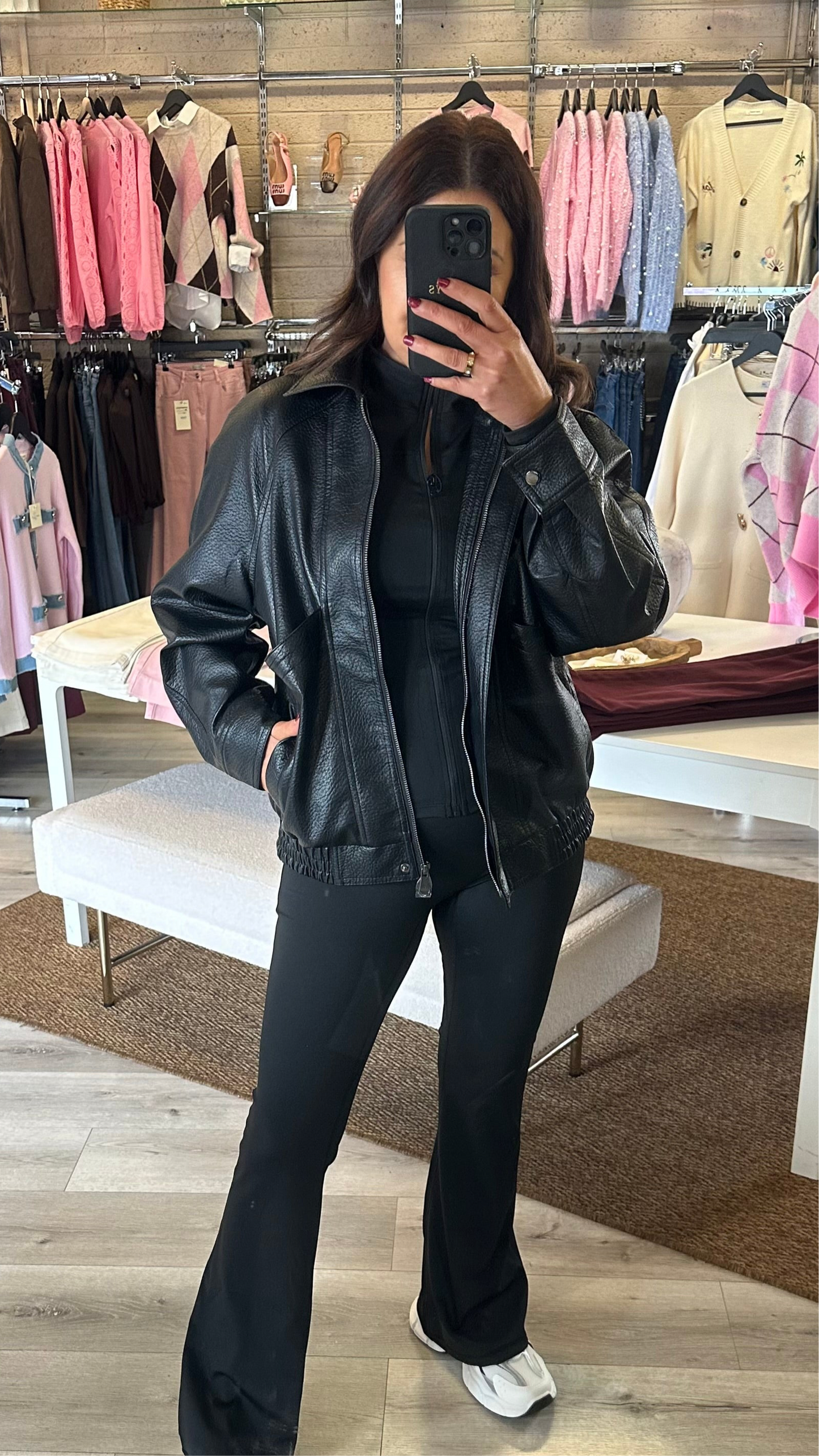 Black Oversized Leatherette Jacket