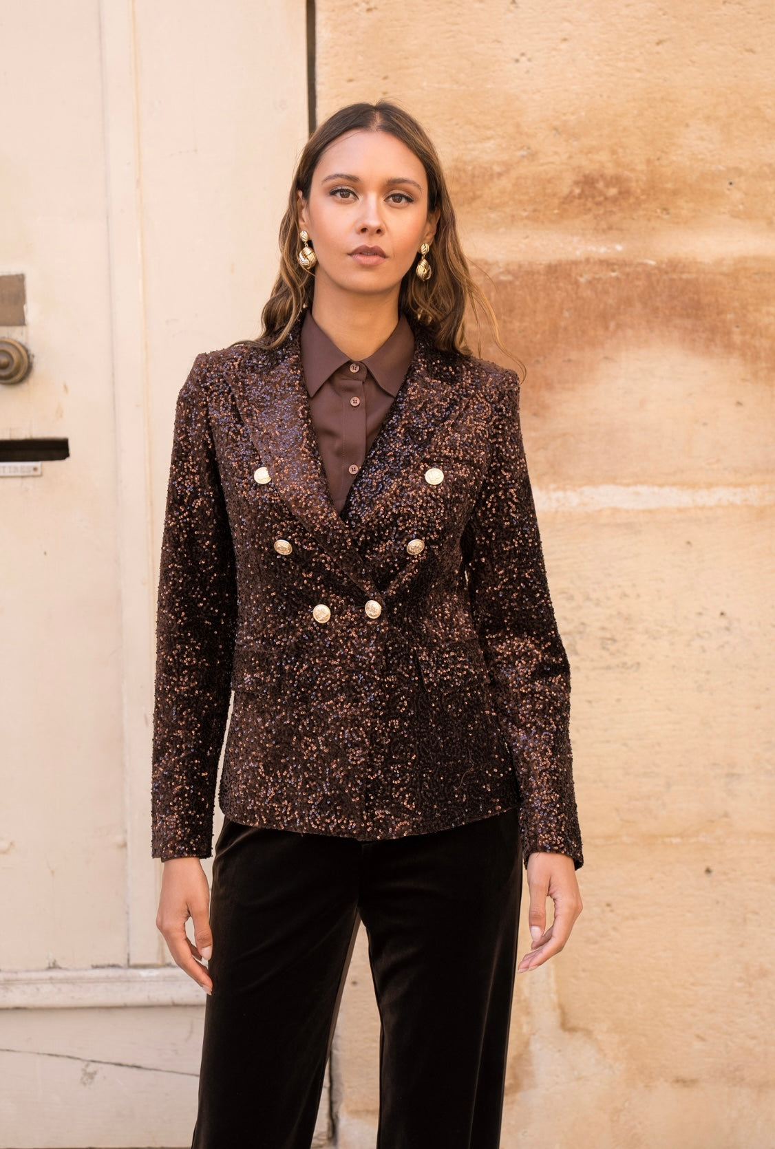 Brown Sequin Blazer