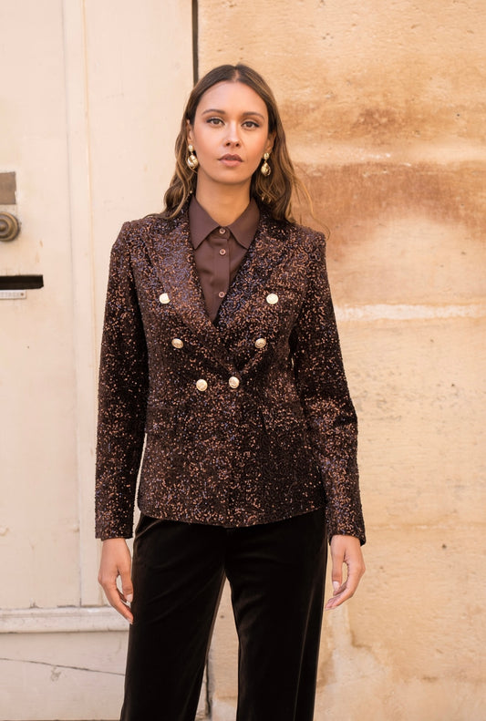 Brown Sequin Blazer