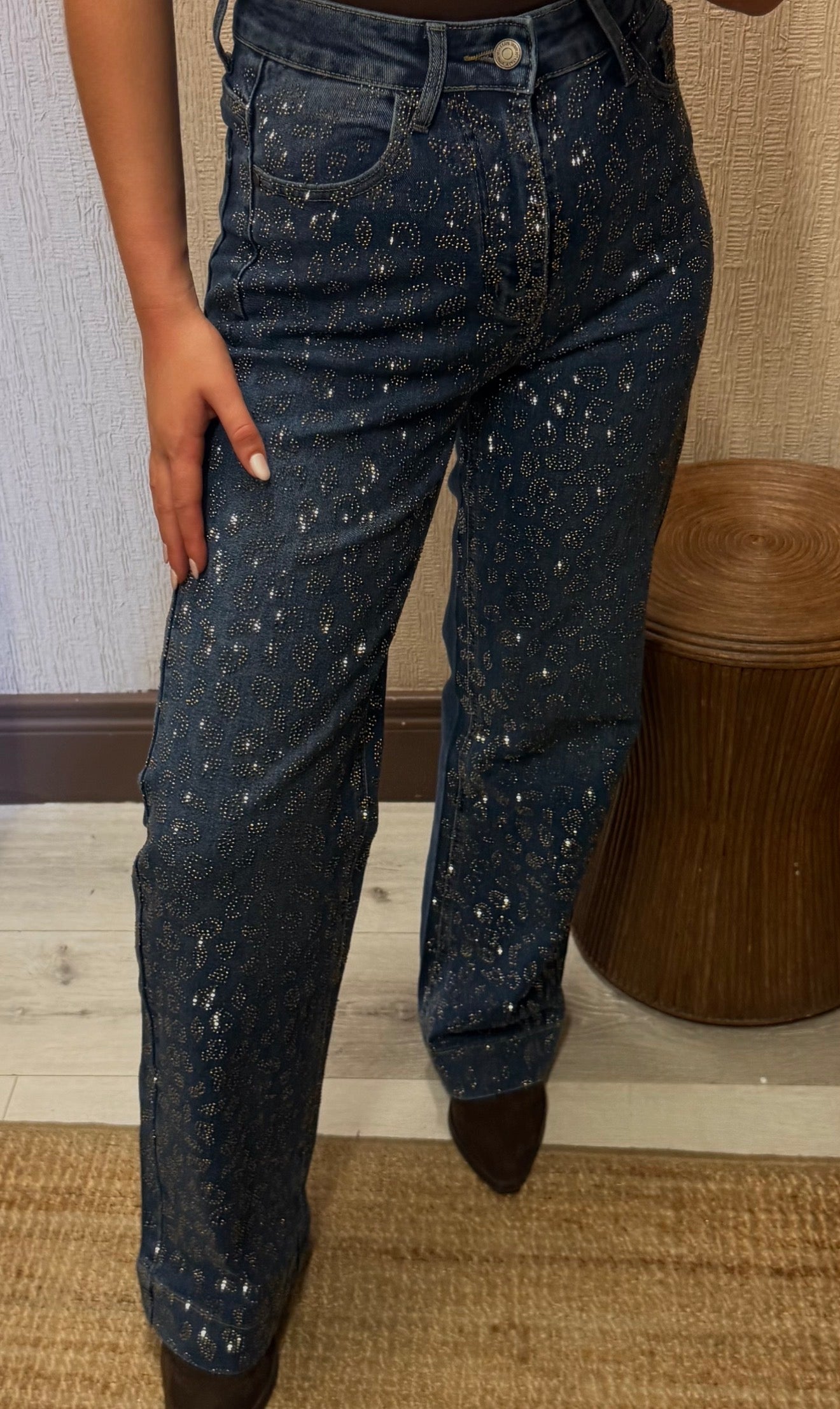 Diamanté Leopard Denim Jeans