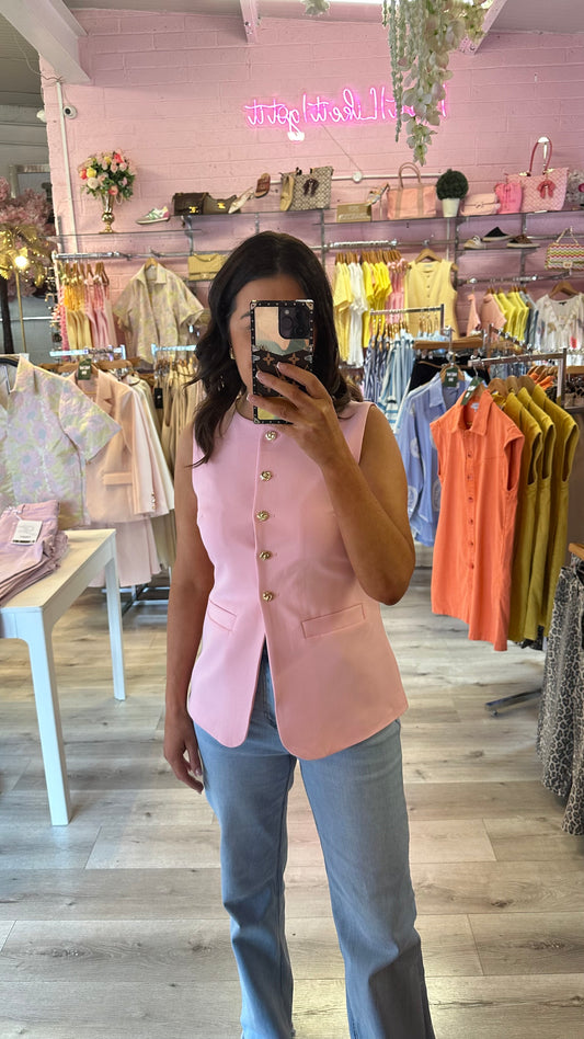 Baby Pink Longline Waistcoat