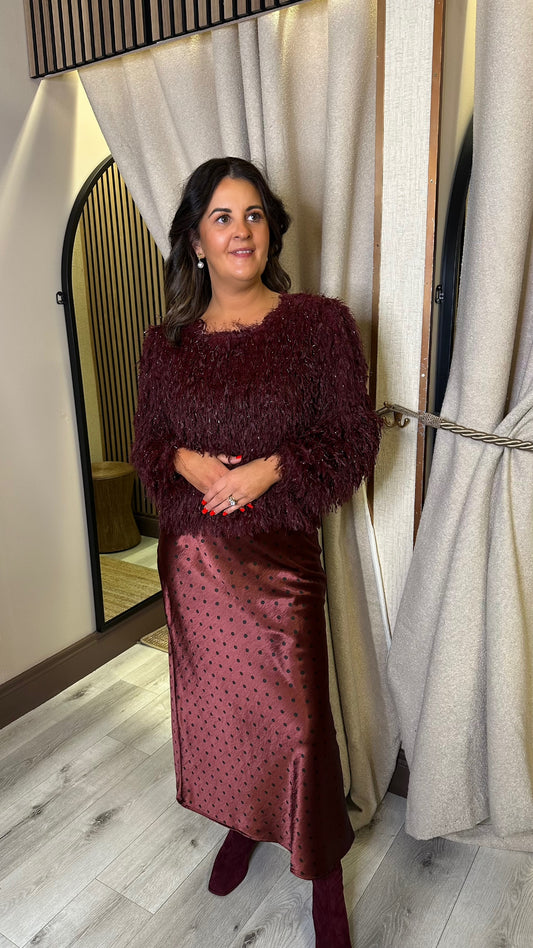 Wine Polka Dot Skirt