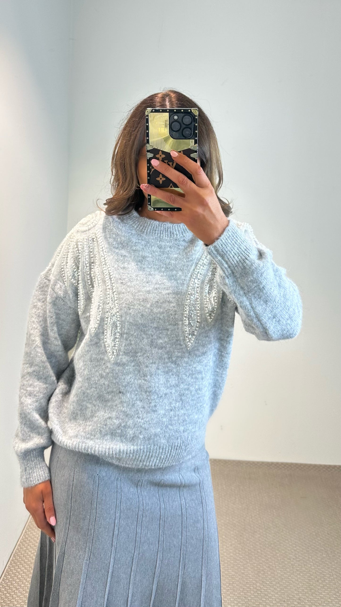 Grey Embellished Cosy Jumper