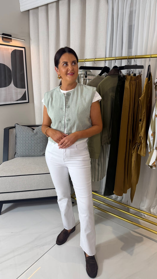 Green Denim Waistcoat