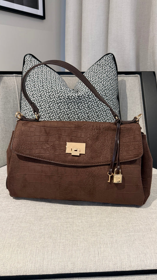 Georgia Brown Suede Effect Handbag