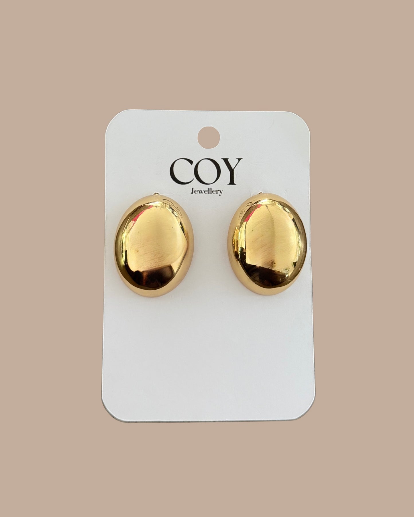 Natasha Golden Oval Earrings
