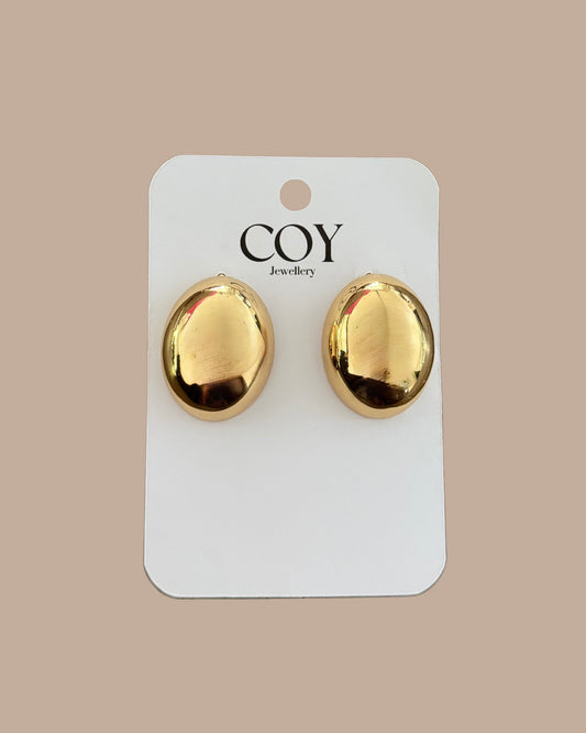 Natasha Golden Oval Earrings