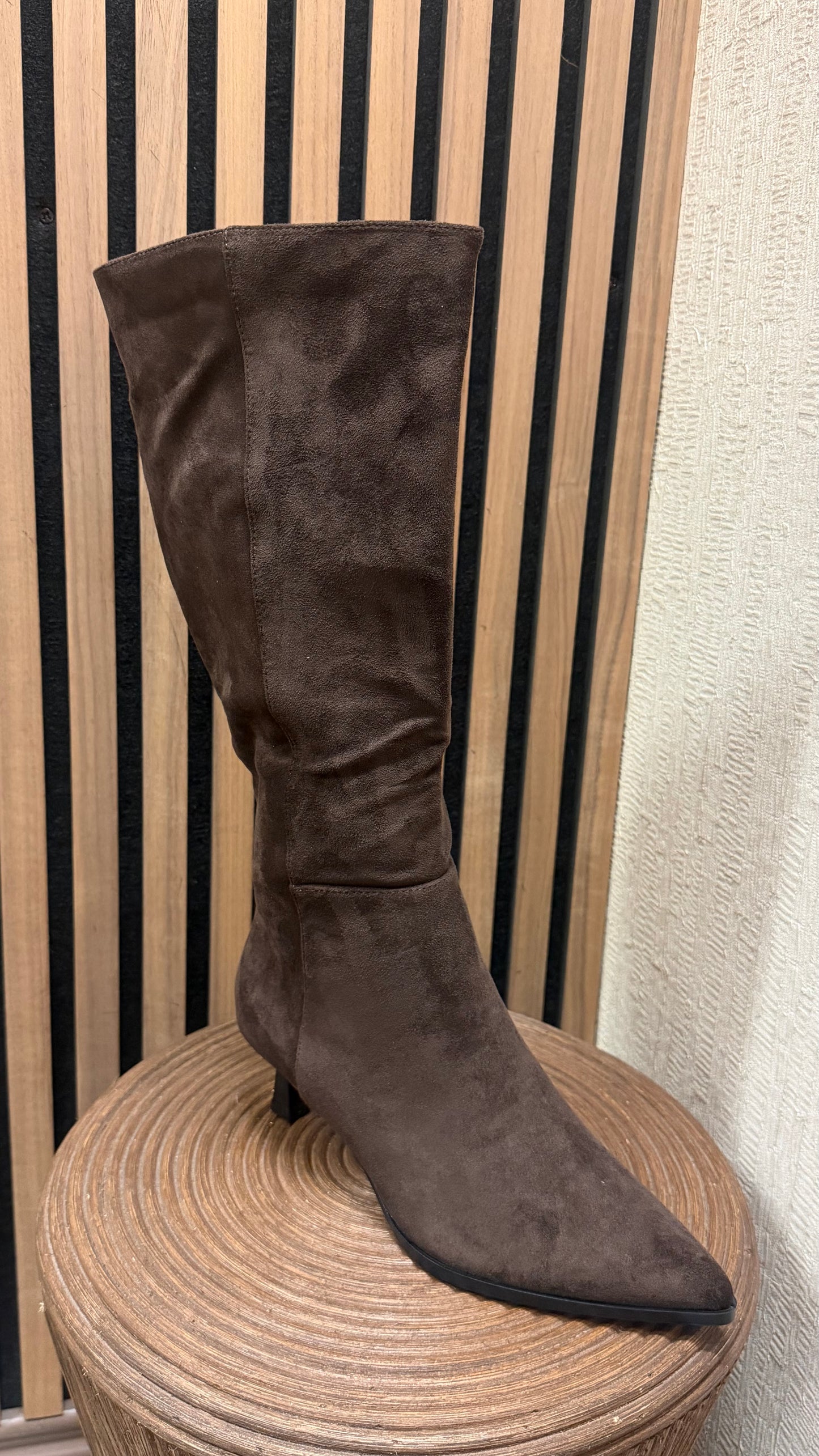 Carrie Chocolate Brown Faux Suede Long Boot