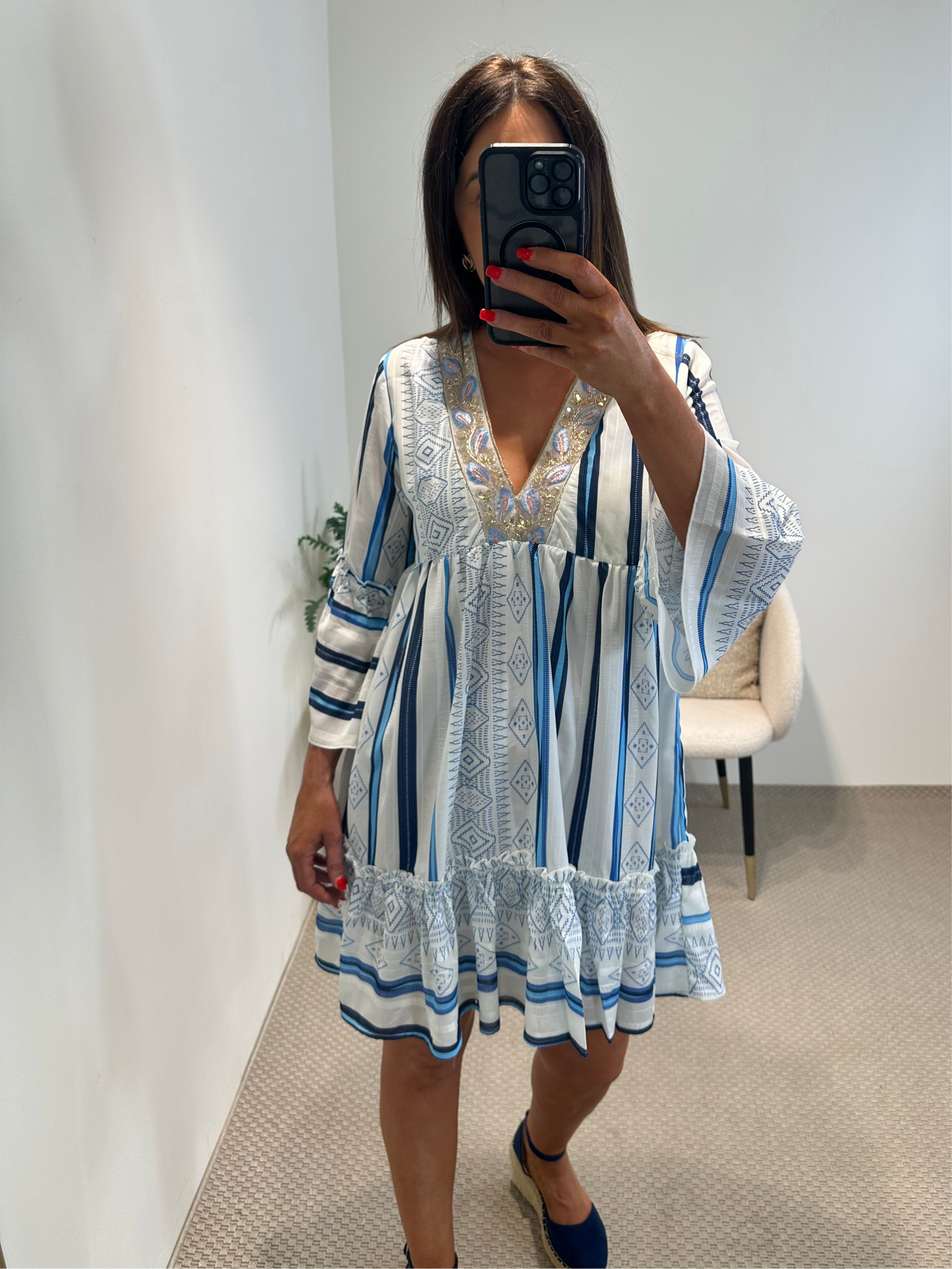 Ibiza Blue Smock Dress