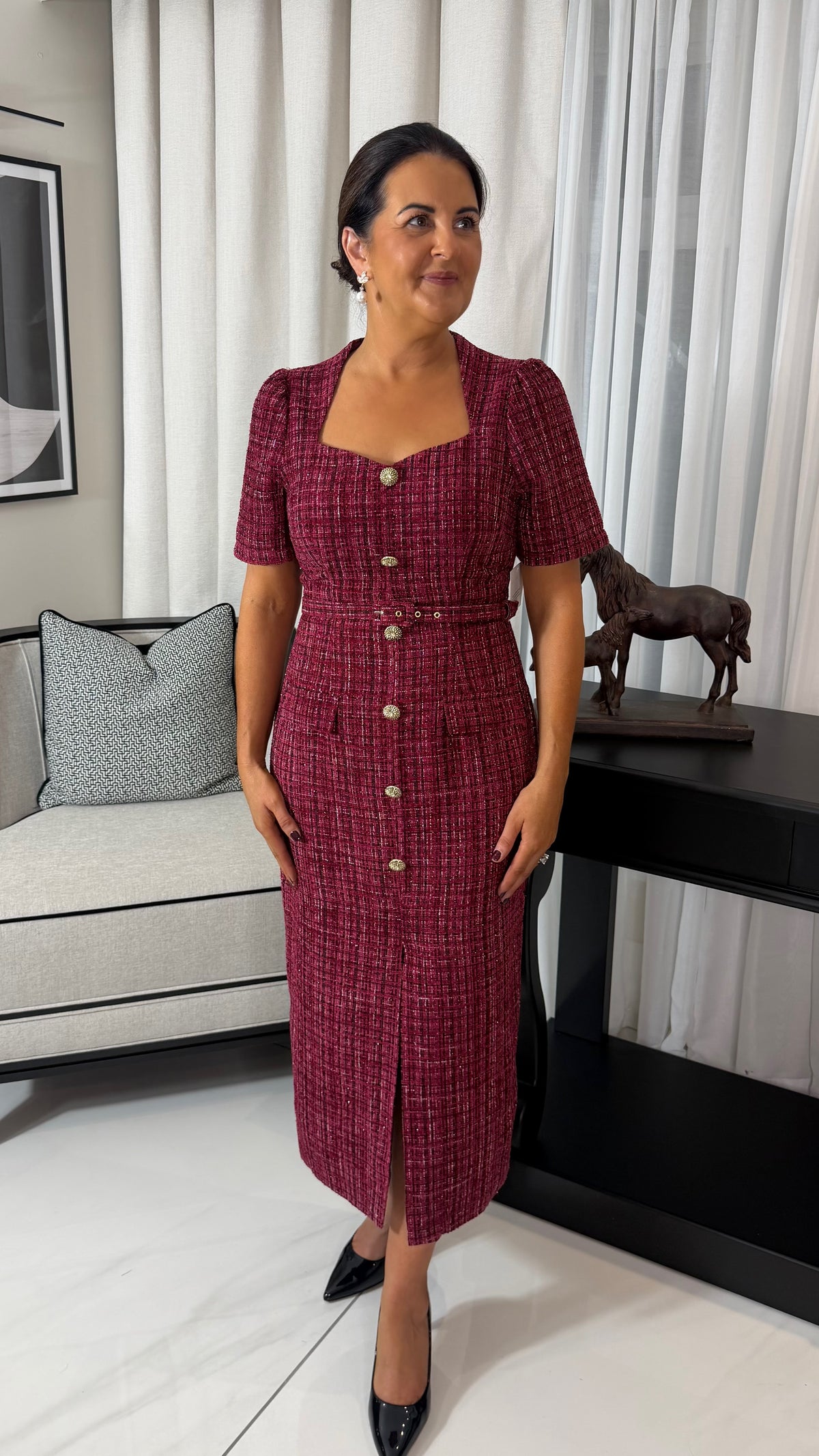 HARRIET OXBLOOD SPARKLE DRESS