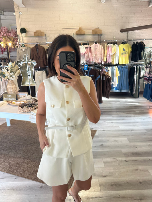 Cream Belted Waistcoat