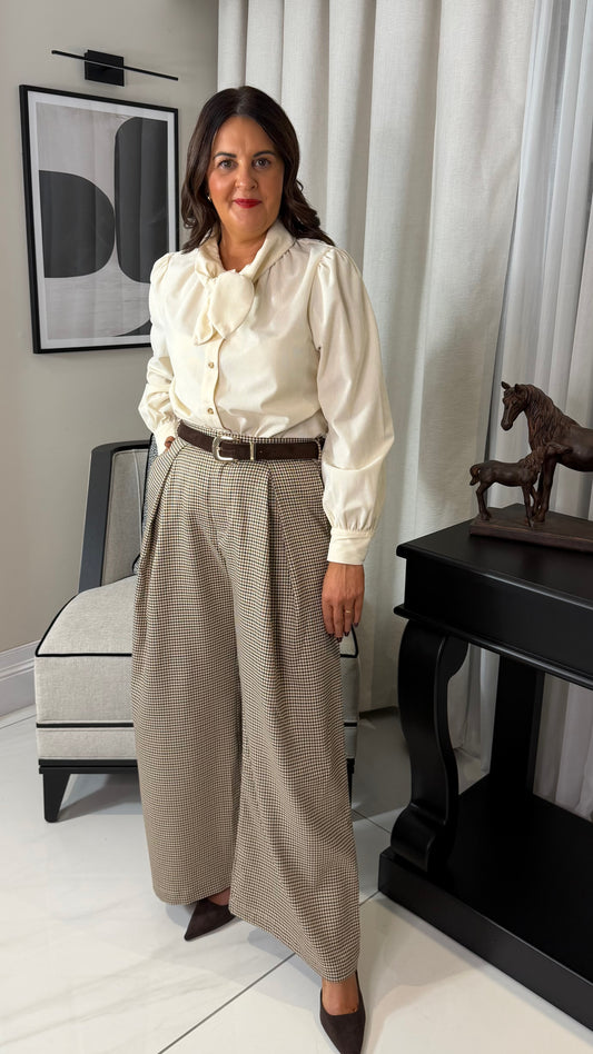 Check Wide Leg Trousers